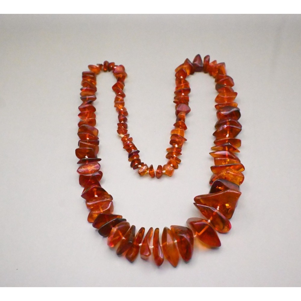 Vintage Natural Baltic Amber Freeform Graduated Nugget Statement Necklace 65g